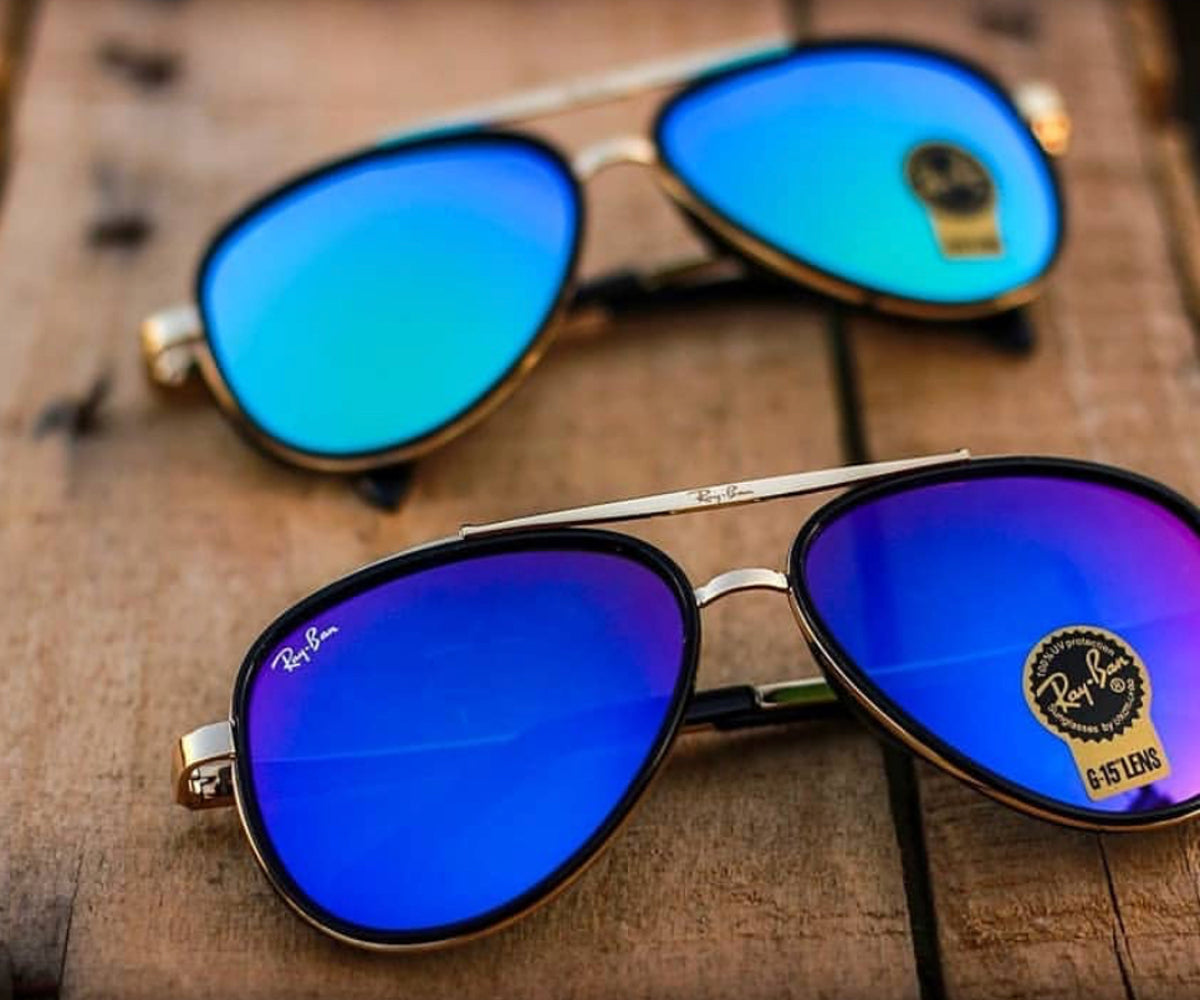 Ray-Ban New Stylish Blue & Gold 4414 Causal Latest Master Pcs Sunglass For Unisex.