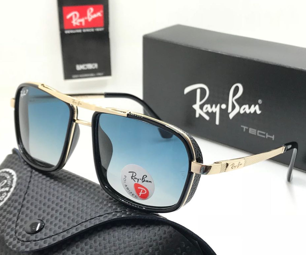 Ray-Ban New Stylish Blue Shade & Gold 4413 Square Causal Latest Master Pcs Sunglass For Unisex.
