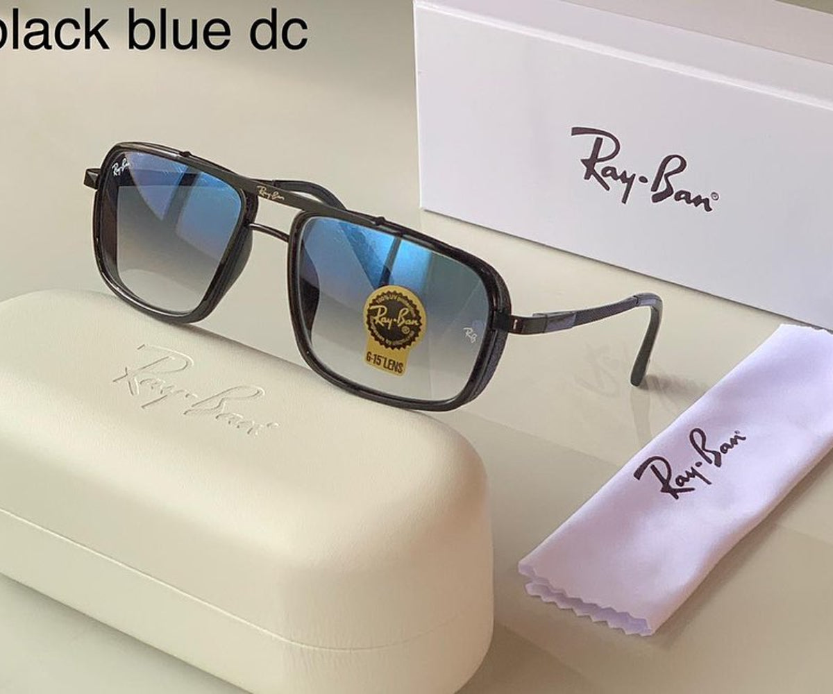 Ray-Ban RB New Stylish Super Hit Blue Shade & Black 4413 Square Causal Latest Master Pcs Sunglass For Unisex.