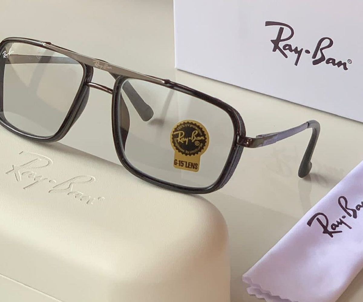 Ray-Ban RB Stylish Super Hit Clear & Black 4413 Square Causal Latest Master Pcs Sunglass For Unisex.