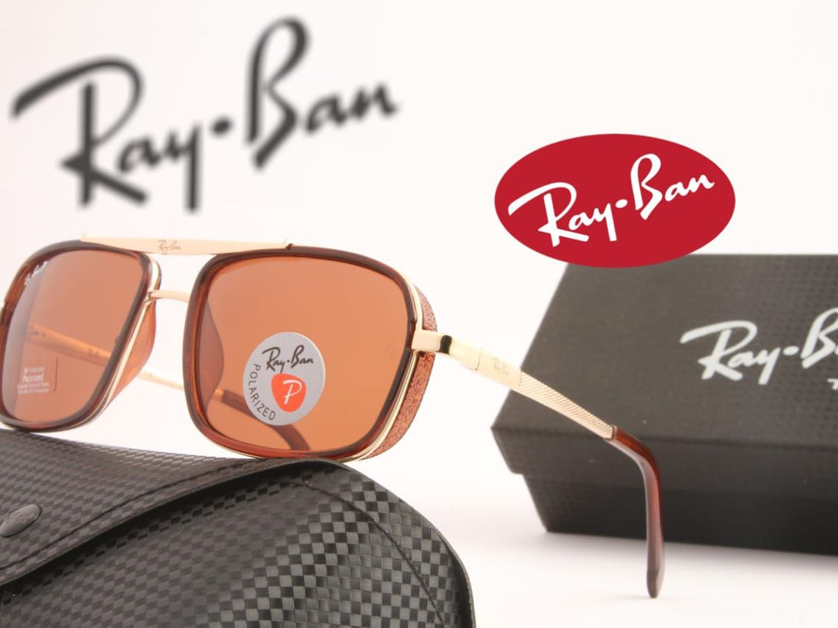 Ray-Ban New Stylish Brown& Gold 4413 Square Causal Latest Master Pcs Sunglass For Unisex.