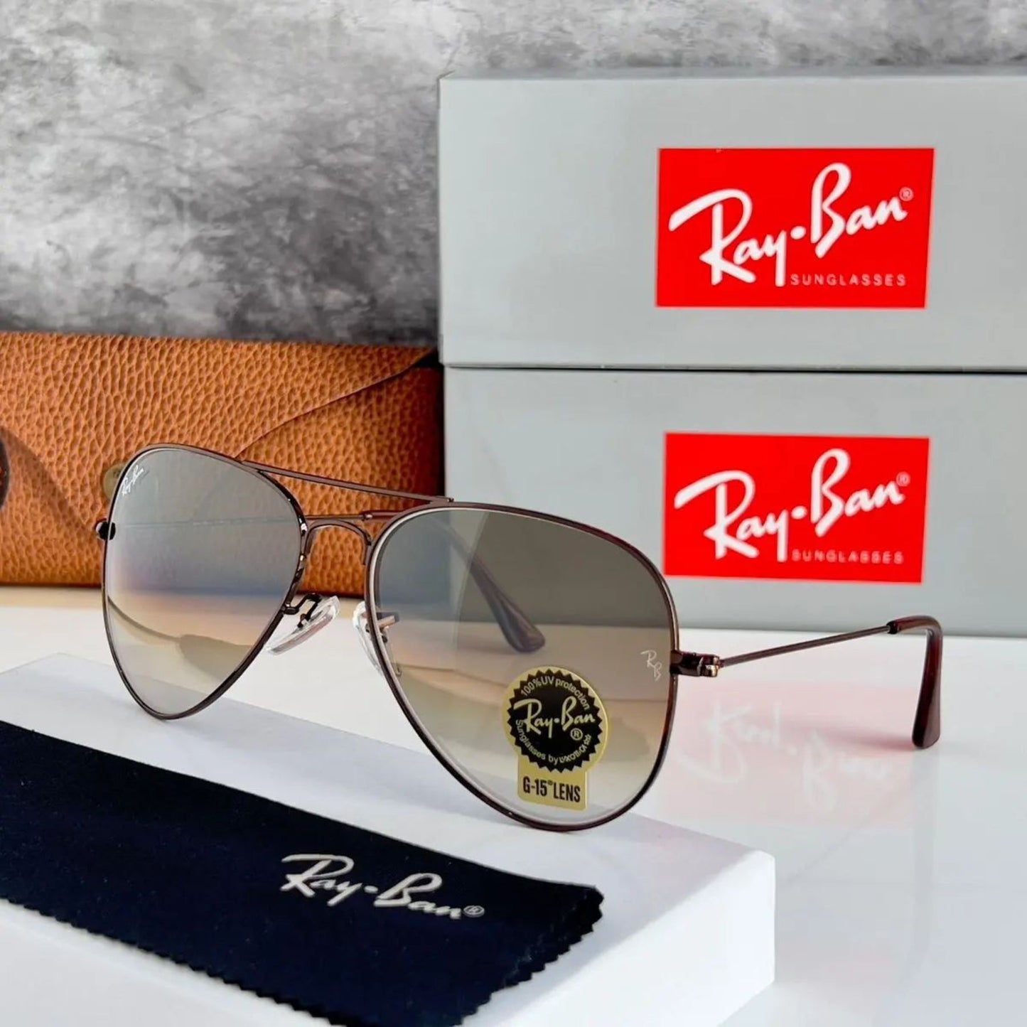 Ray-Ban Clear & Black 3026 Oval Shape Master Pcs Sunglasses For Men.