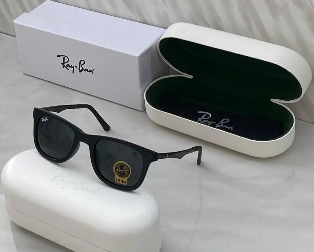Ray-Ban New Stylish Aviator Squarer 4287 Black & Black Fancy Model Sunglasses For Men and Women.