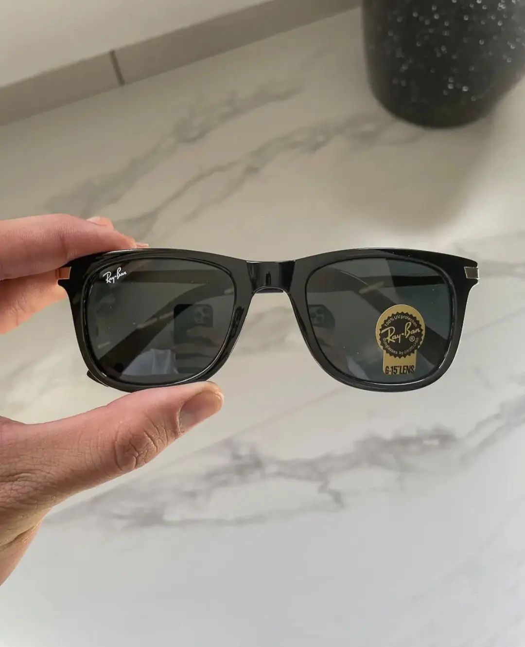 Ray-Ban New Stylish Aviator Squarer 4287 Black & Black Fancy Model Sunglasses For Men and Women.
