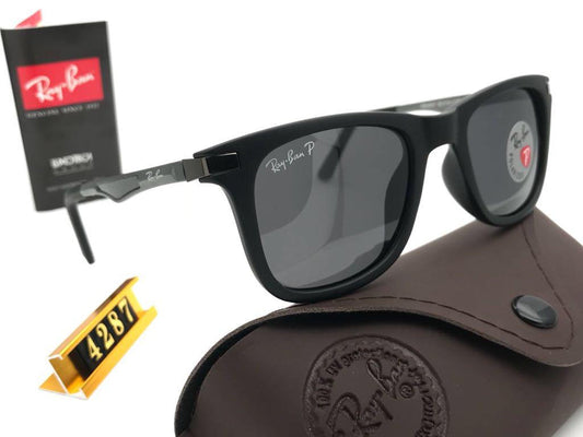 RB (Ray-Ban) New Stylish Black & Black 4287 Square Master Pcs Sunglass For Unisex
