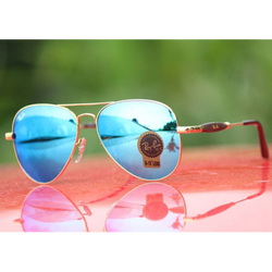 Ray-Ban Stylish New Oval Shape Aqua Blue & Gold 3517 Sunglasses For Men.