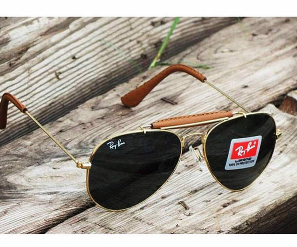RB New Stylish Design Black & Gold 3422 Fancy Aviator Bridge Master Pcs Sunglasses For Men.