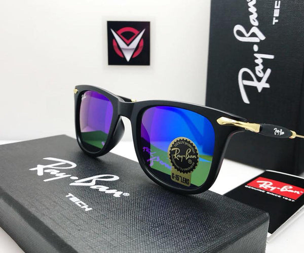 RB ( Ray-Ban ) All Season Special New Design Blue & Gold 2148 Master Pcs Sunglasses For Men.