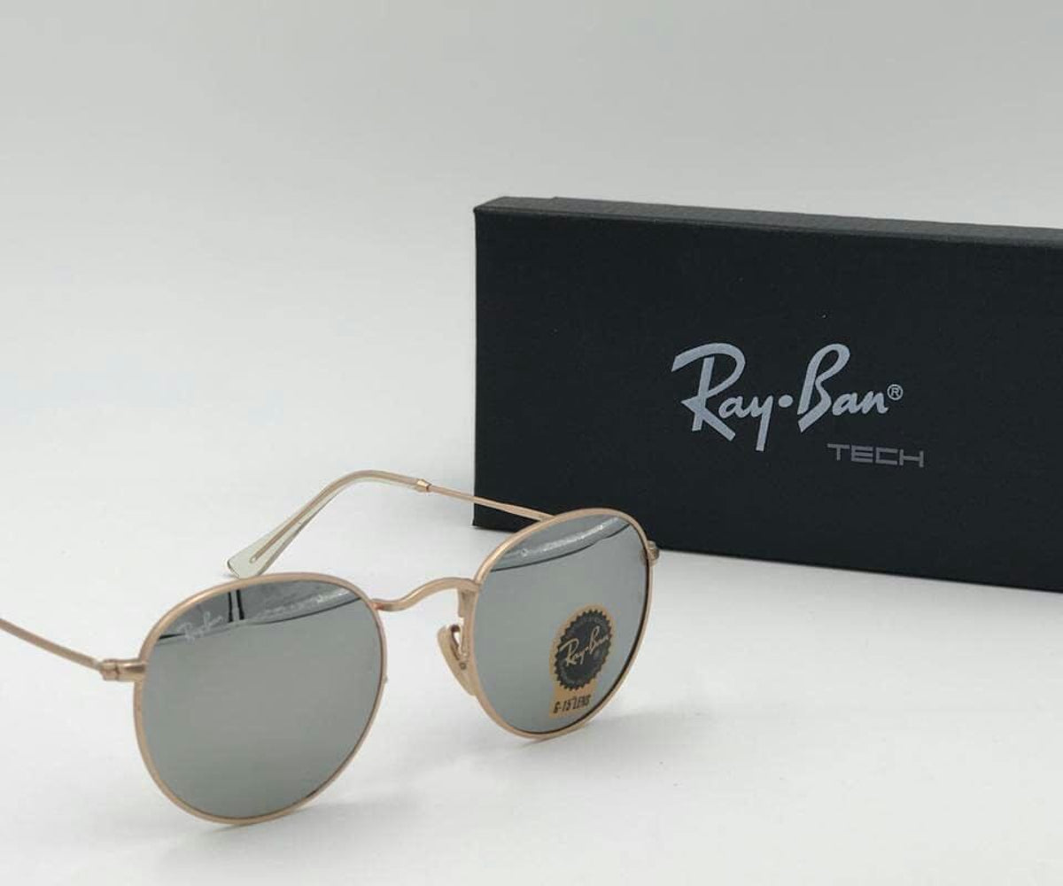 RB Ray-Ban New Fancy Design Stylish Silver & Silver 3447 Round Master Pcs Sunglass For Men