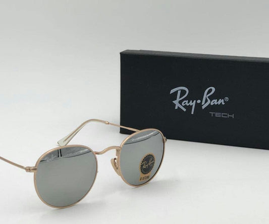 RB Ray-Ban New Fancy Design Stylish Silver & Silver 3447 Round Master Pcs Sunglass For Men