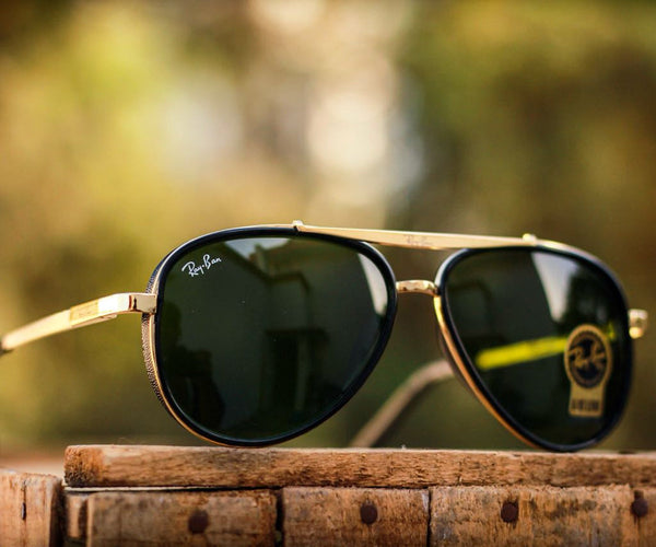 Ray-Ban New Stylish Green & Gold 4414 Causal Latest Master Pcs Sunglass For Unisex.