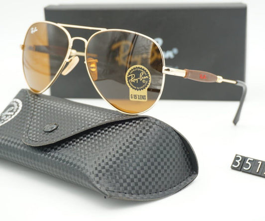 RB Ray-Ban New Design Brown & Gold 3517 Oval Trendy Hot Favorite Master Pcs Sunglass For Men.