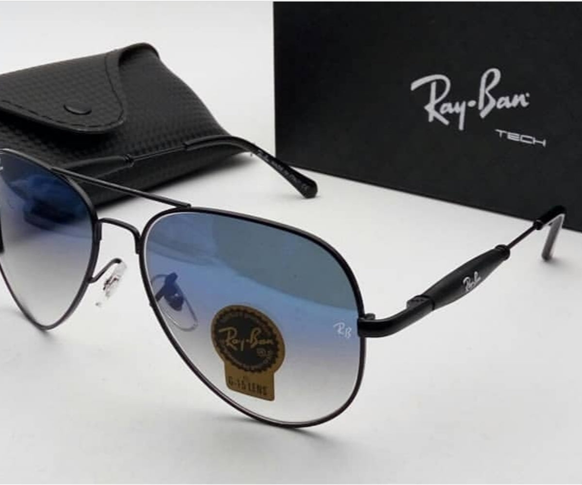 RB Ray-Ban New Design Blue Shade & Black 3517 Oval Trendy Hot Favorite Master Pcs Sunglass For Men.