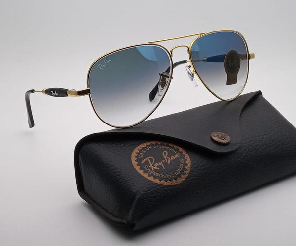 RB New Stylish Design Blue Shade & Gold 3517 Unique Model Master Pcs Sunglasses For Men and Women.