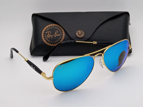 RB New Stylish Aqua Blue & Gold 3517 Oval Trendy Hot Favorite Vintage Master Pcs Sunglass For Unisex.