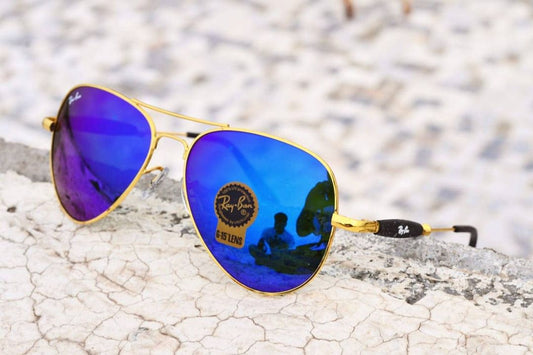 RB Ray-Ban New Fashion Arrival Blue & Gold 3517 Oval Trendy Hot Favorite Master Pcs Sunglasses For Everyone.