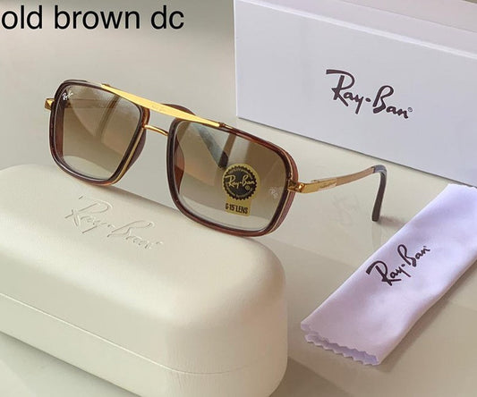 Ray-Ban RB Stylish Super Hit Brown Shade & Gold 4413 Square Causal Latest Master Pcs Sunglass For Unisex.