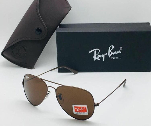 RB New Stylish Design Brown Shade & Gold 3422 Fancy Aviator Bridge Master Pcs Sunglasses For Men.