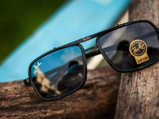 RB (Ray-Ban) New Stylish Black & Black 4413 Square Causal Latest Master Pcs Sunglass For Unisex.