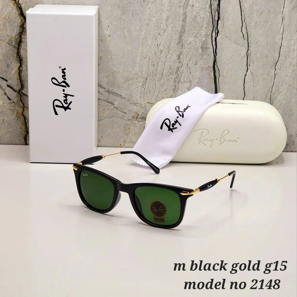 Ray-Ban New Stylish Aviator Squarer 2148 Green & Gold Model Sunglasses For Men and Women.