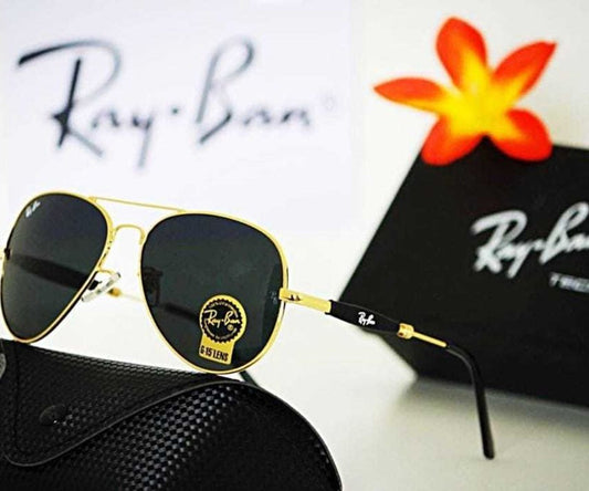 RB Ray-Ban New Fashion Arrival Black & Gold 3517 Oval Trendy Hot Favorite Master Pcs Sunglasses For Everyone.