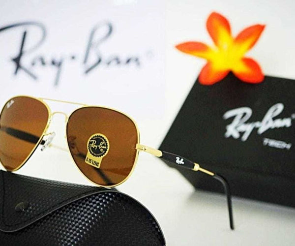 RB Ray-Ban New Fashion Arrival Brown & Gold 3517 Oval Trendy Hot Favorite Master Pcs Sunglasses For Everyone.