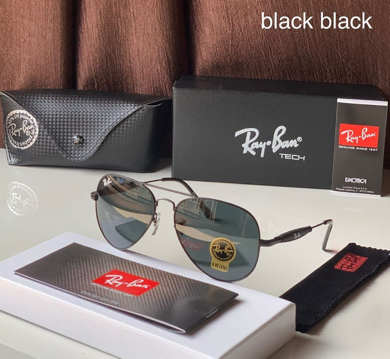 Ray-Ban Stylish New Oval Shape Black & Black 3517 Sunglasses For Men.
